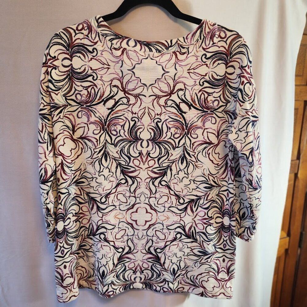 T By Talbots Top Fall Colors Button Sides 3/4 Sle… - image 6